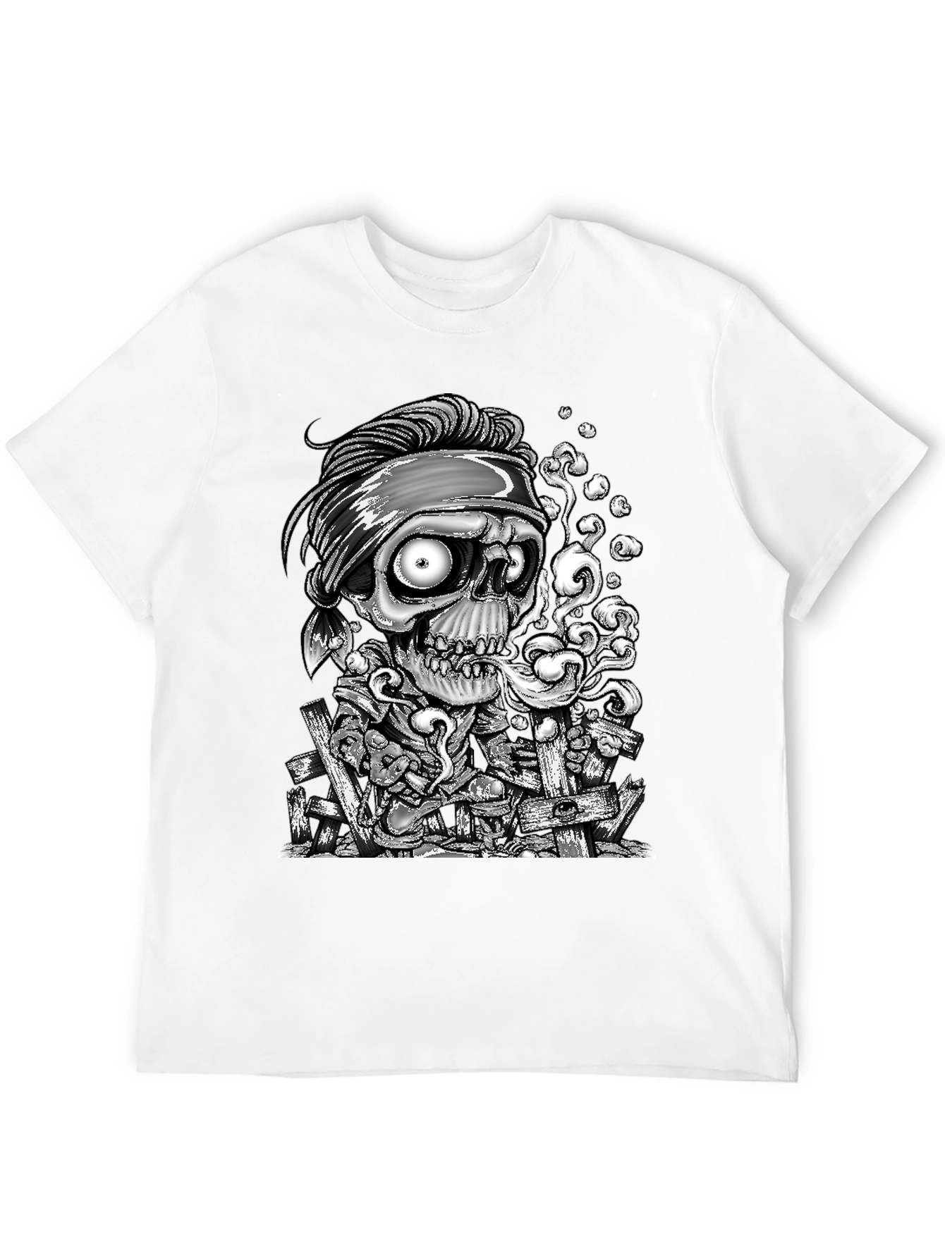 Skull Graphic Print T-Shirt - Mens Black Tee
