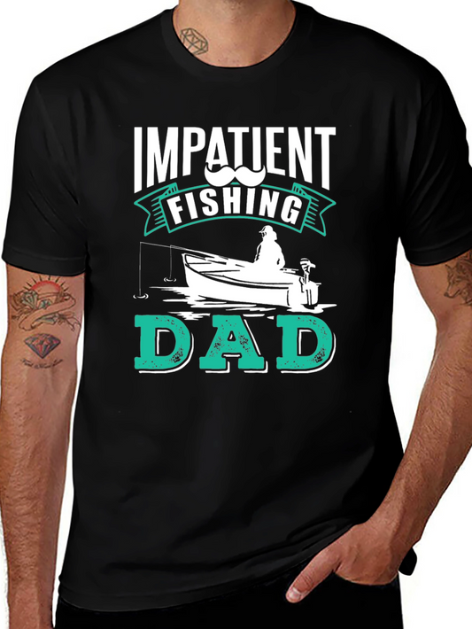Impatient Fishing Dad Black Graphic Tee