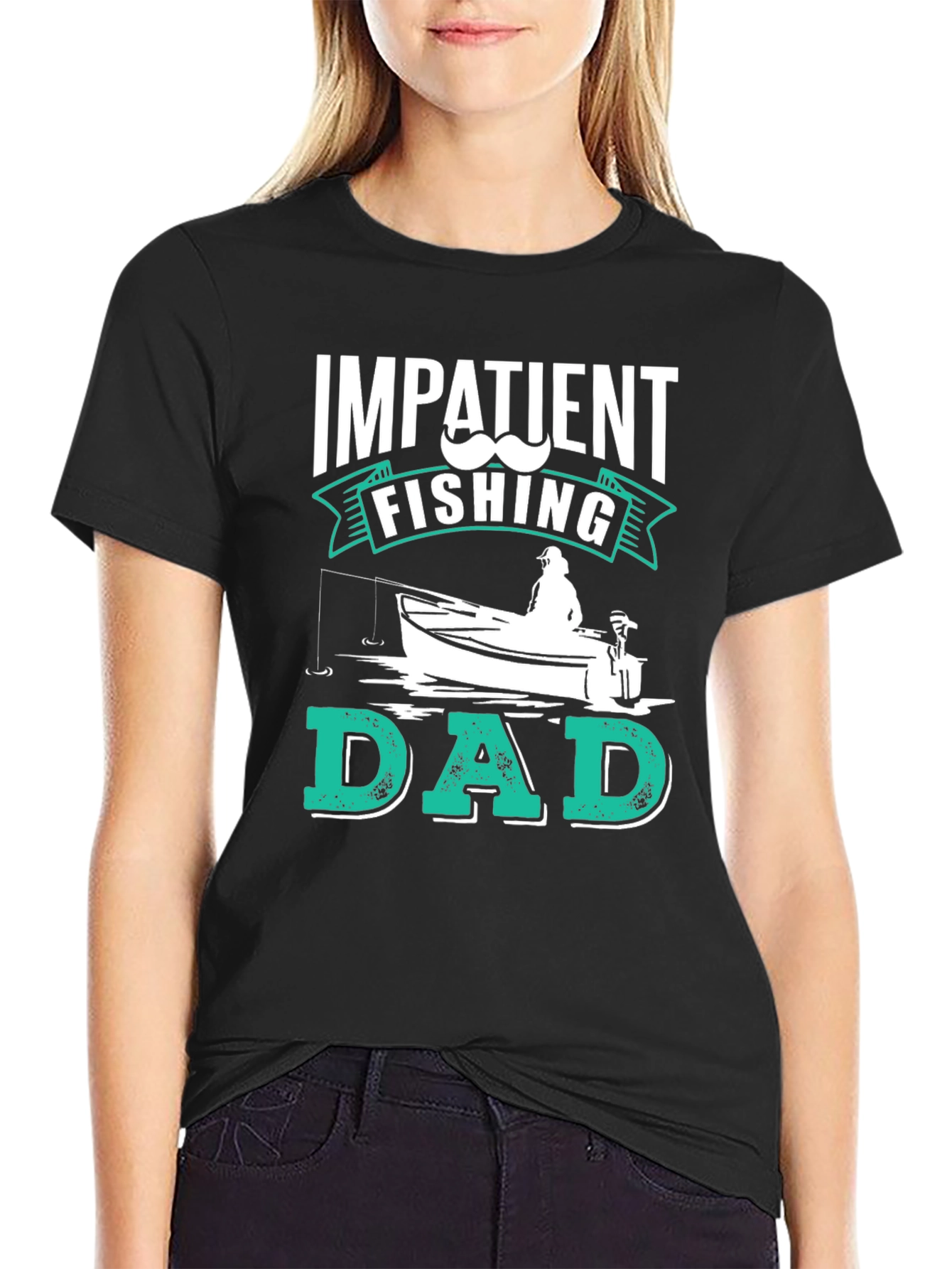 Impatient Fishing Dad Black Graphic Tee
