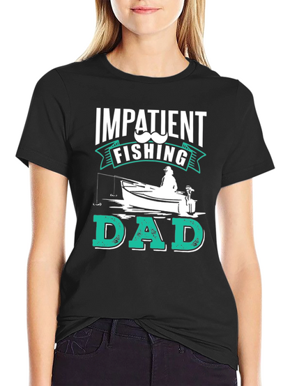 Impatient Fishing Dad Black Graphic Tee