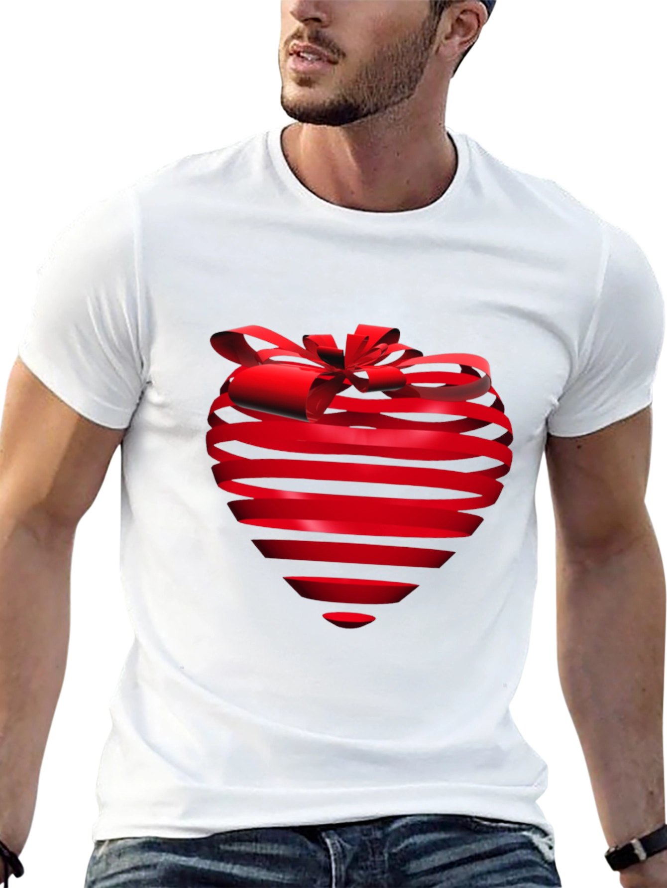 Heart Ribbon Graphic Tee - Stylish Black T-Shirt