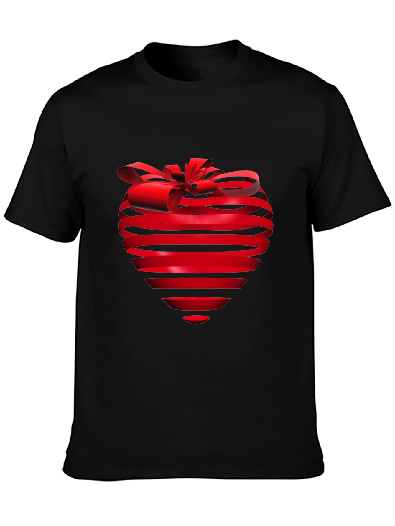 Heart Ribbon Graphic Tee - Stylish Black T-Shirt