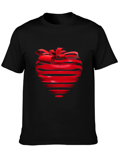 Heart Ribbon Graphic Tee - Stylish Black T-Shirt