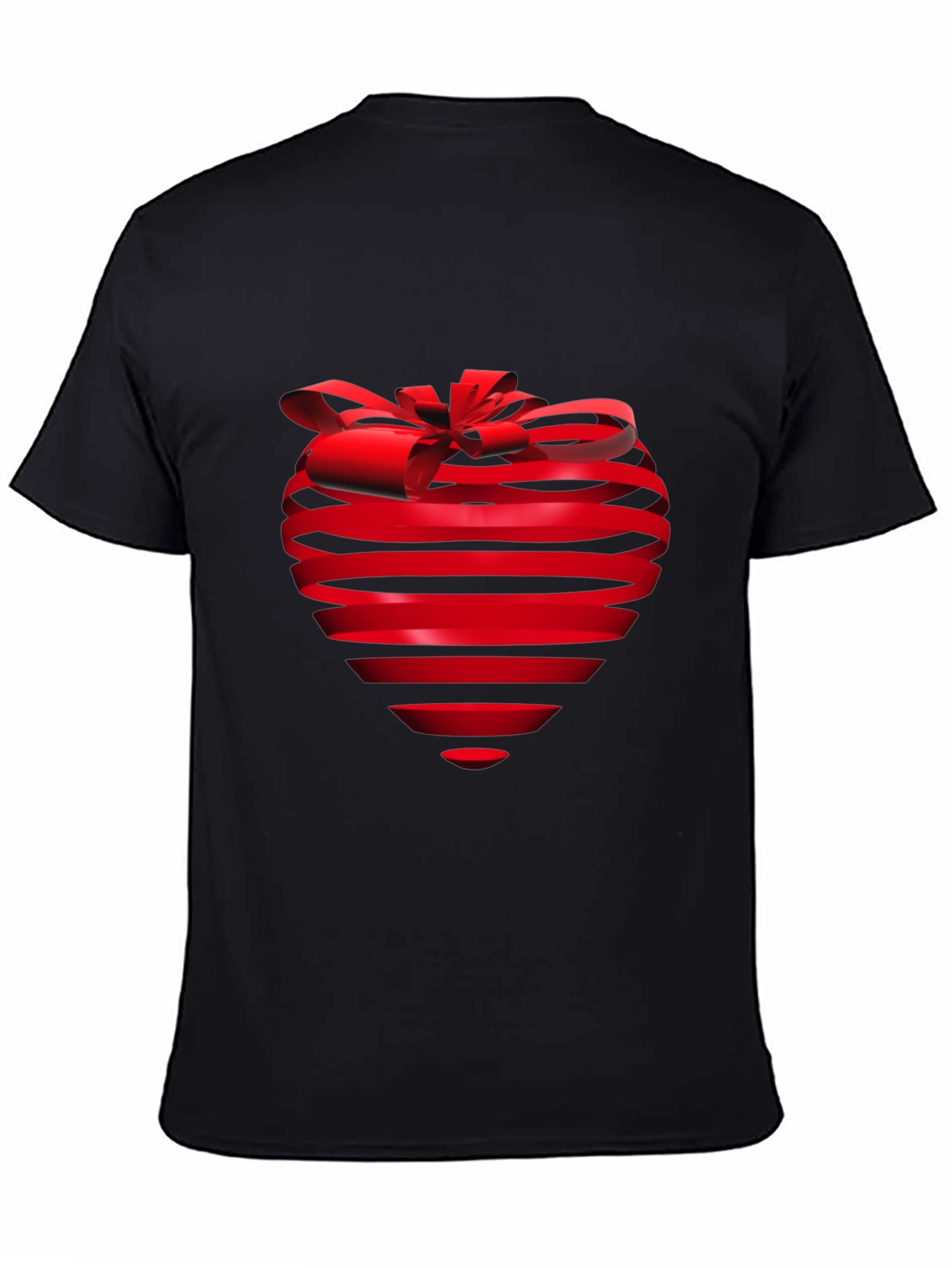 Heart Ribbon Graphic Tee - Stylish Black T-Shirt