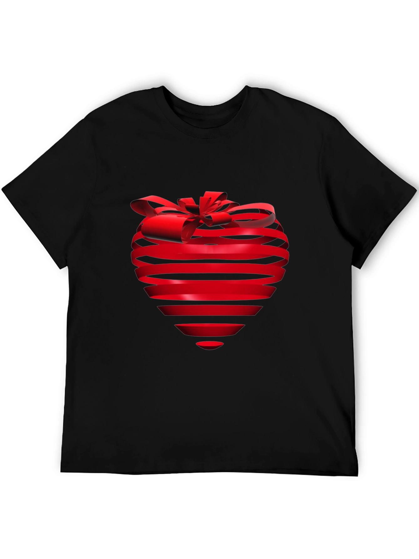 Heart Ribbon Graphic Tee - Stylish Black T-Shirt