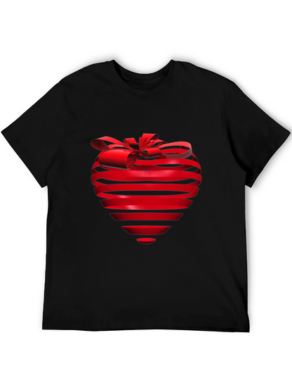 Heart Ribbon Graphic Tee - Stylish Black T-Shirt