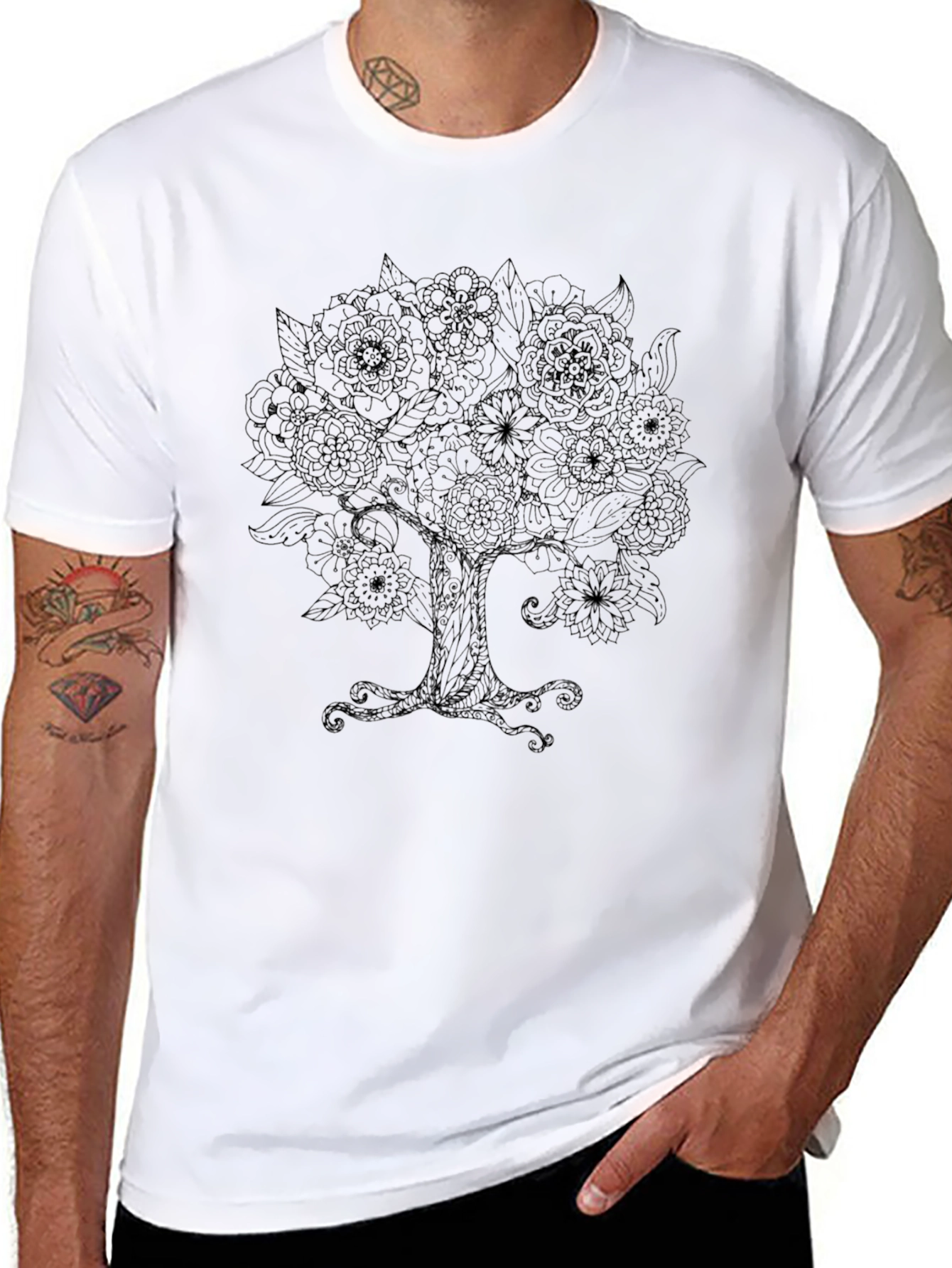Floral Tree Graphic Tee - Black