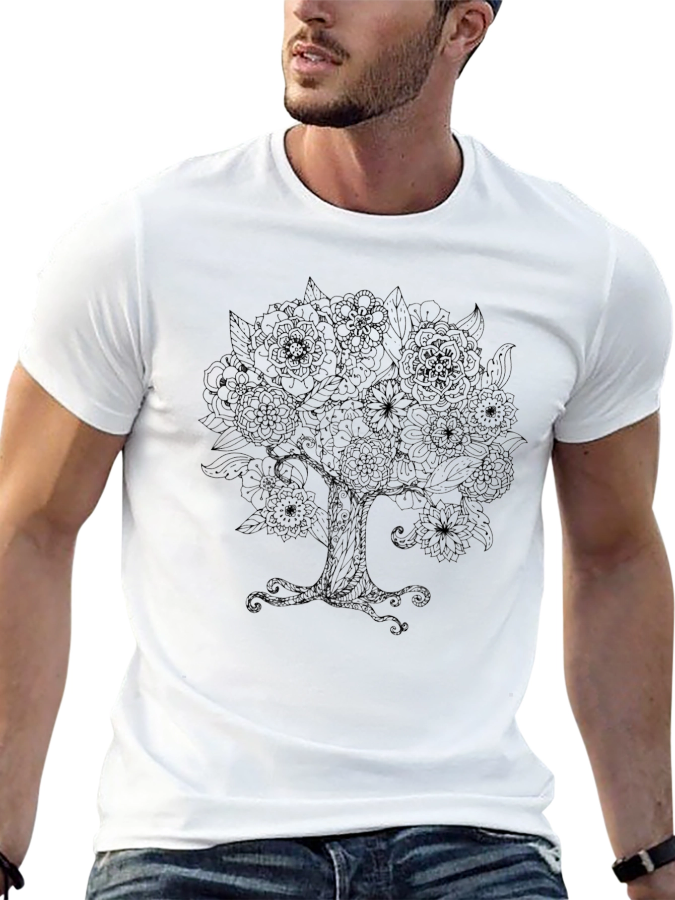 Floral Tree Graphic Tee - Black