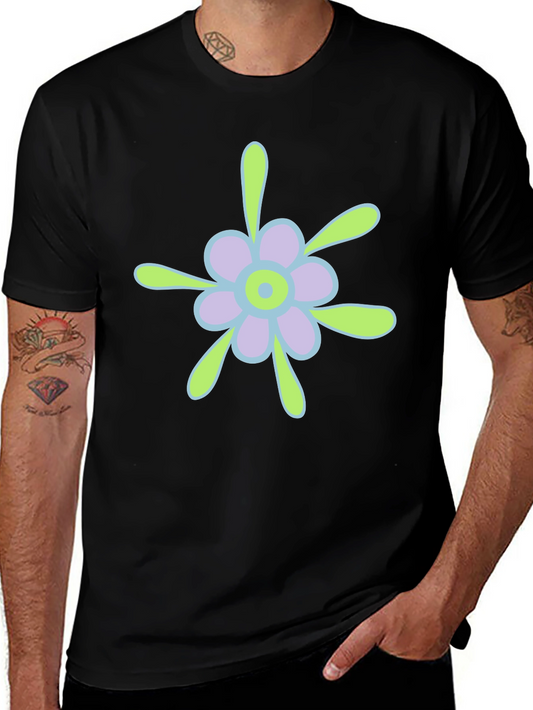 Abstract Floral Graphic Tee - Soft Cotton Stylish Black T-Shirt