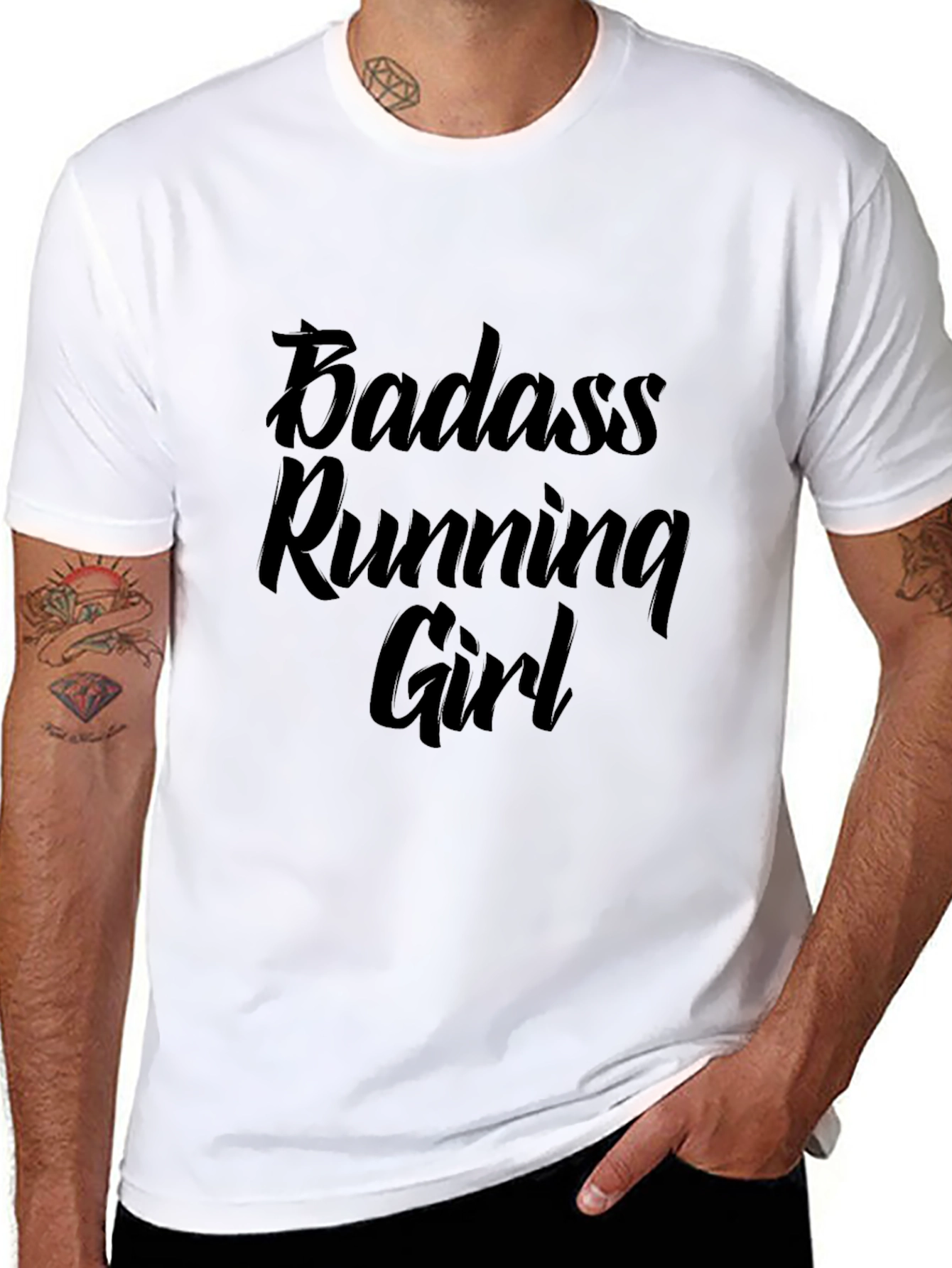 Badass Running Girl Black T-Shirt