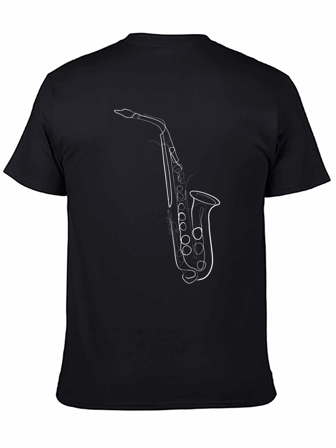 Saxophone Line Art Black T-Shirt - Music Lover Tee
