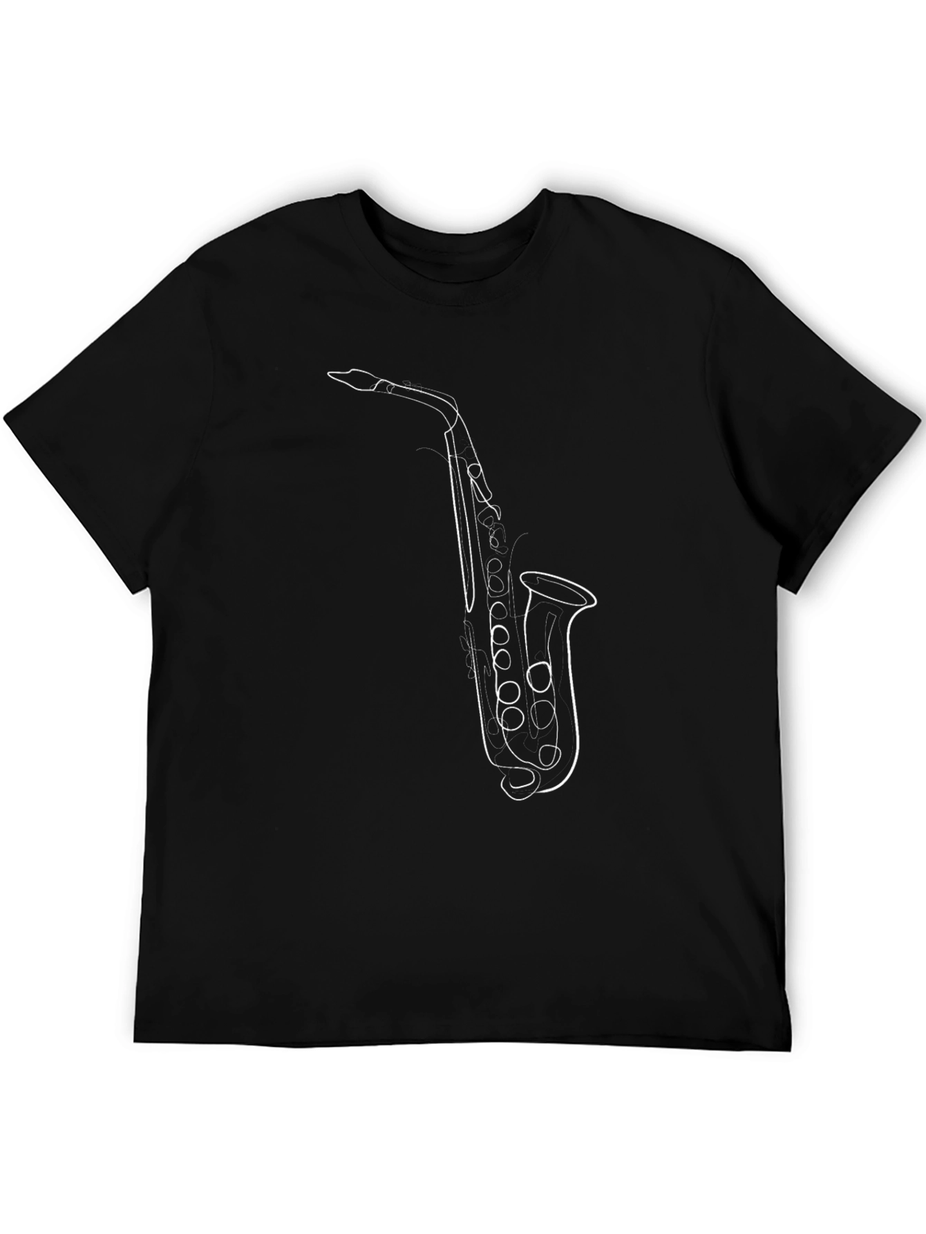 Saxophone Line Art Black T-Shirt - Music Lover Tee
