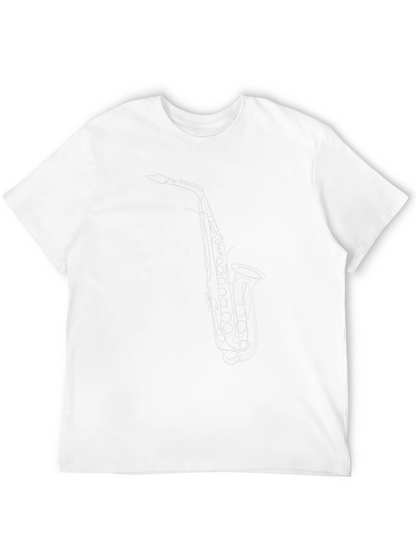 Saxophone Line Art Black T-Shirt - Music Lover Tee