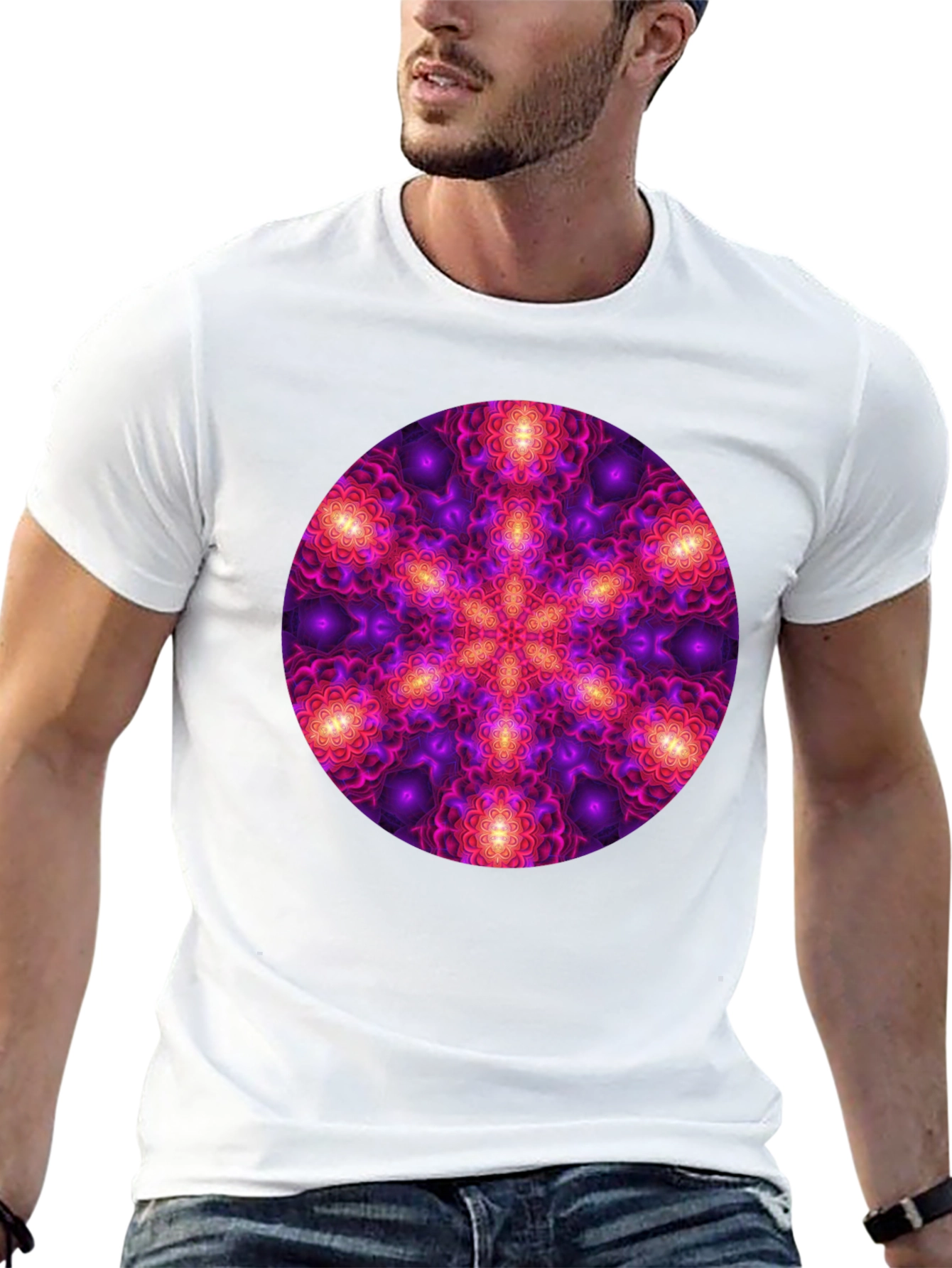 Psychedelic Mandala Print Black T-Shirt