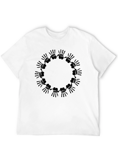 Graphic Black T-Shirt - Hands Circle Design