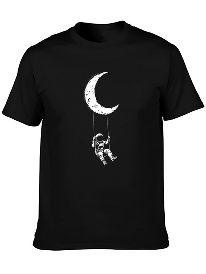 Astronaut Moon Swing Black T-Shirt