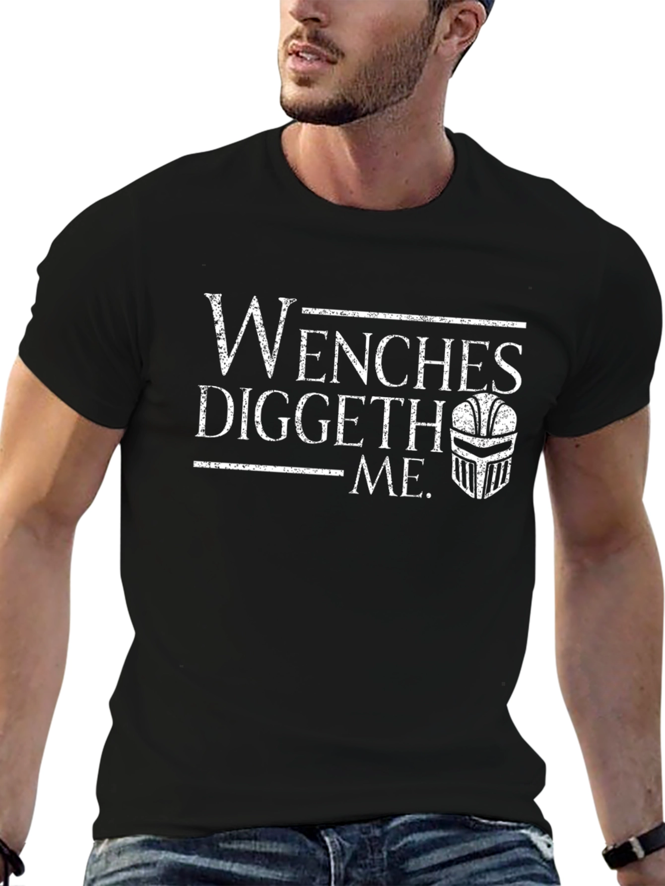 Wenches Diggeth Me Black T-Shirt Medieval Knight Humor