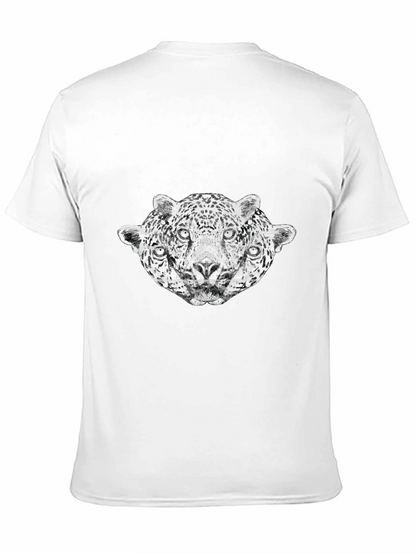 Three-Headed Leopard Graphic T-Shirt - Black