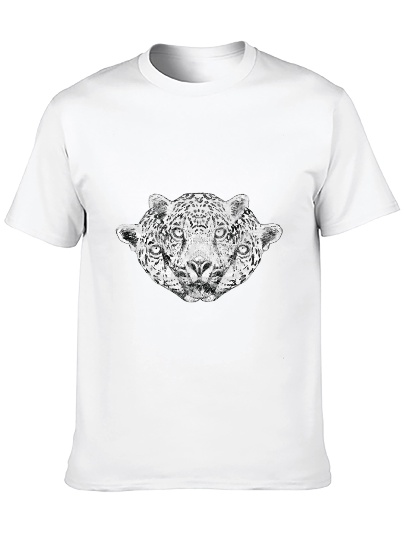 Three-Headed Leopard Graphic T-Shirt - Black