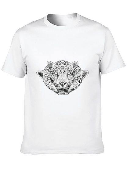 Three-Headed Leopard Graphic T-Shirt - Black