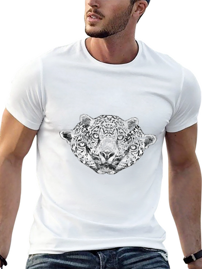 Three-Headed Leopard Graphic T-Shirt - Black