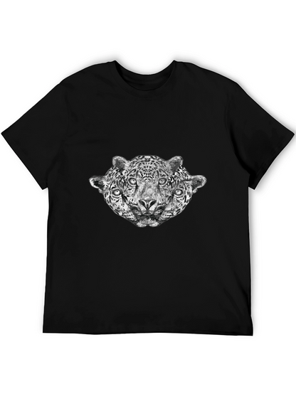 Three-Headed Leopard Graphic T-Shirt - Black