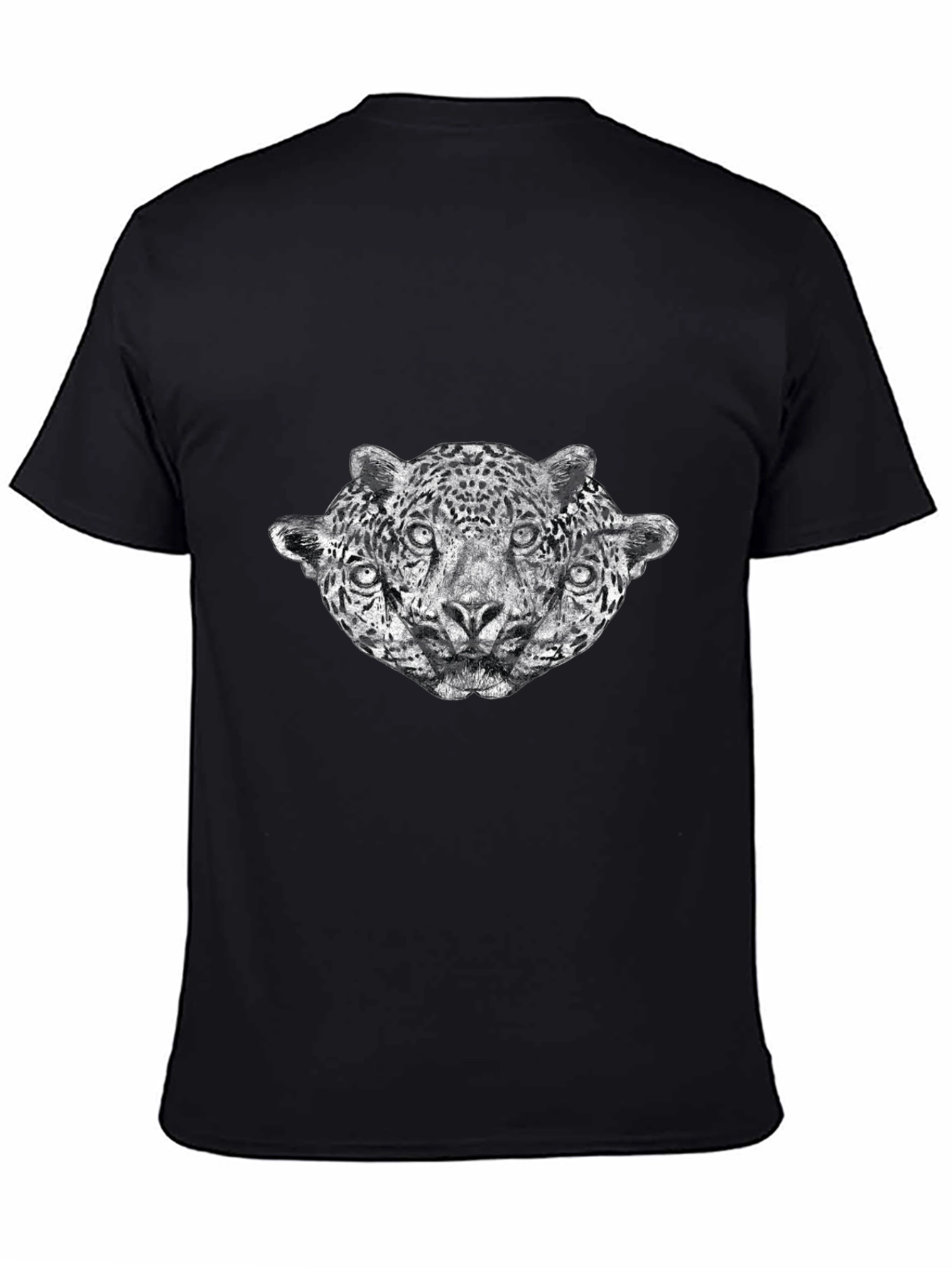 Three-Headed Leopard Graphic T-Shirt - Black
