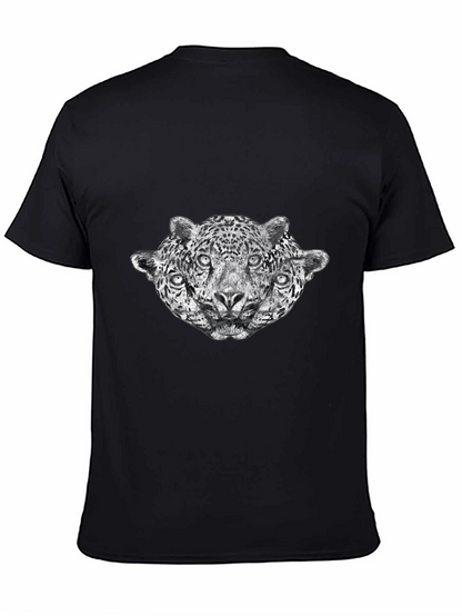 Three-Headed Leopard Graphic T-Shirt - Black