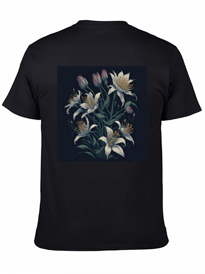 Floral Lily Graphic Black T-Shirt