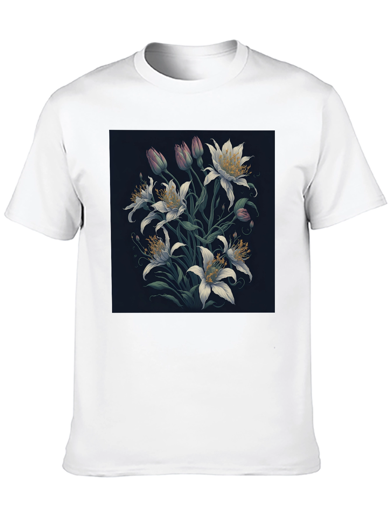 Floral Lily Graphic Black T-Shirt