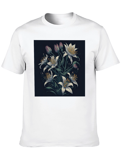Floral Lily Graphic Black T-Shirt