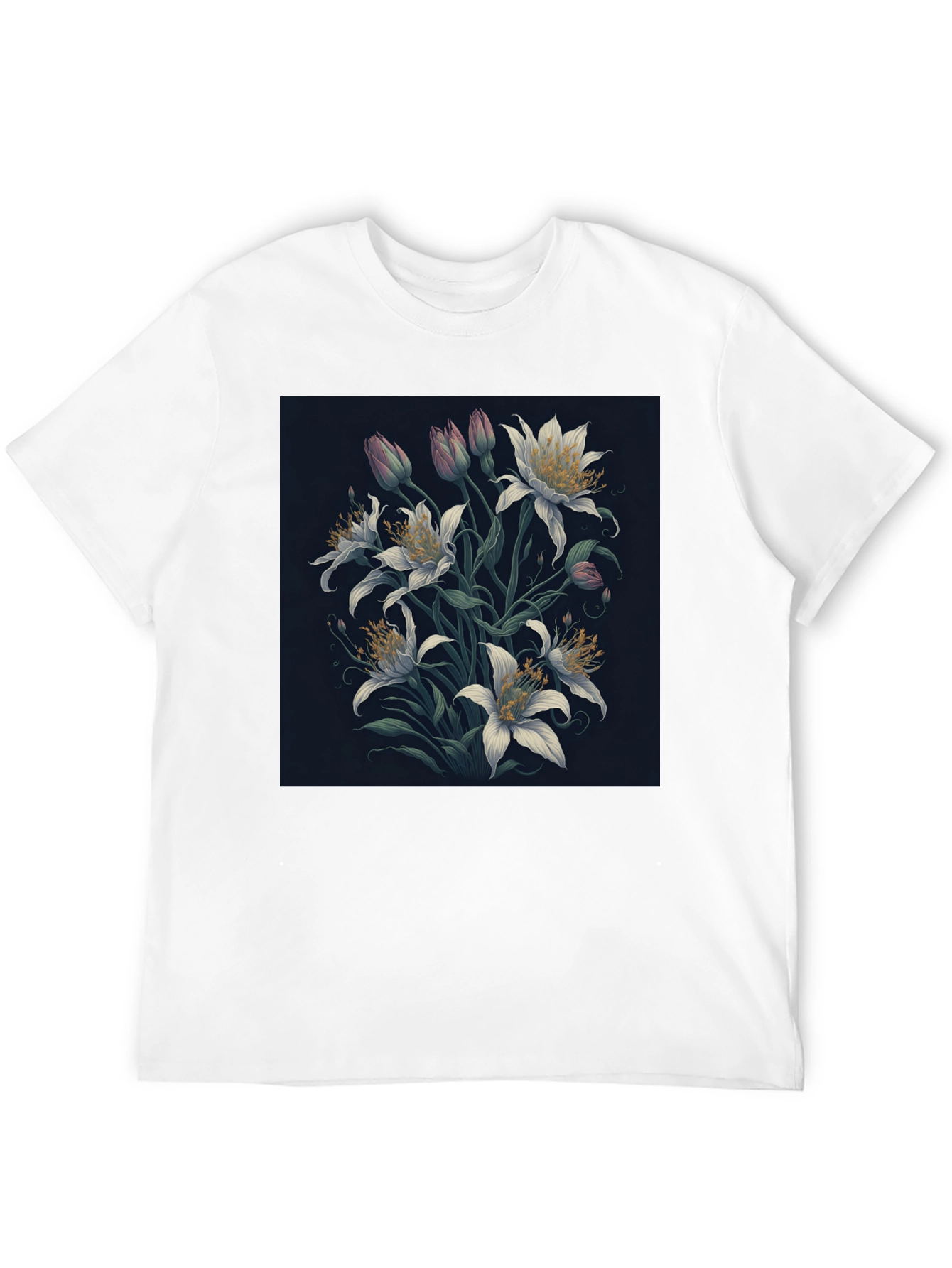 Floral Lily Graphic Black T-Shirt