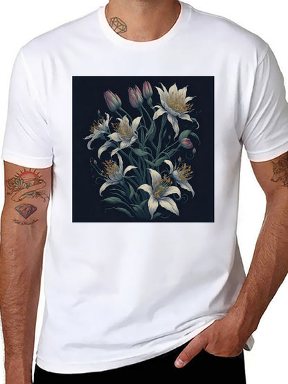 Floral Lily Graphic Black T-Shirt