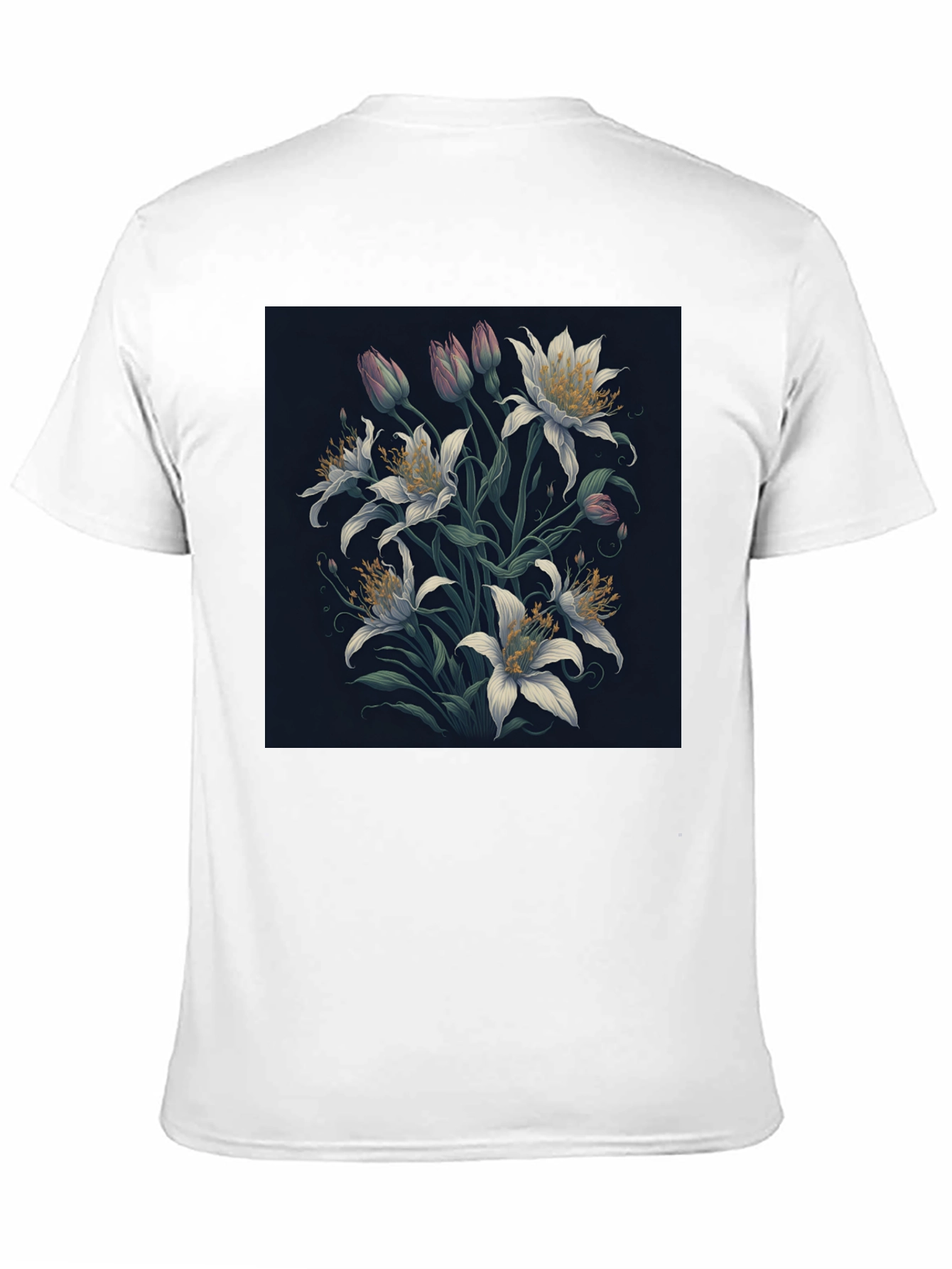 Floral Lily Graphic Black T-Shirt