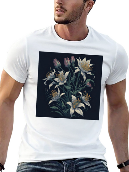 Floral Lily Graphic Black T-Shirt