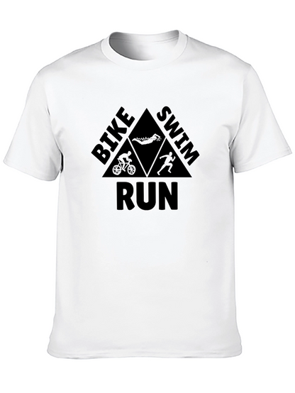 Triathlon Black T-Shirt: Bike Swim Run