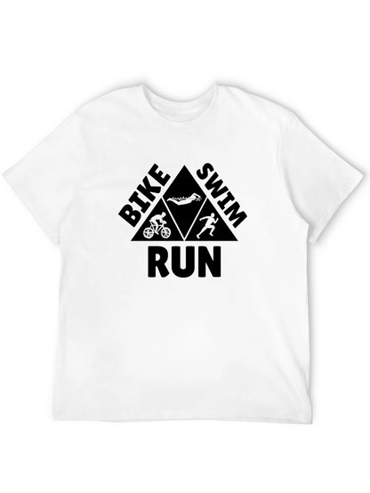Triathlon Black T-Shirt: Bike Swim Run