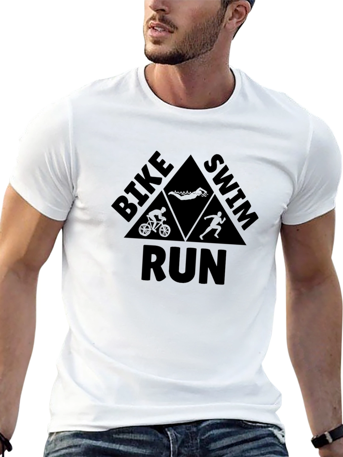 Triathlon Black T-Shirt: Bike Swim Run