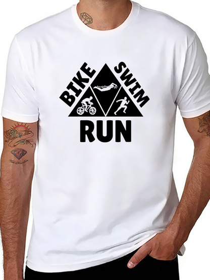 Triathlon Black T-Shirt: Bike Swim Run