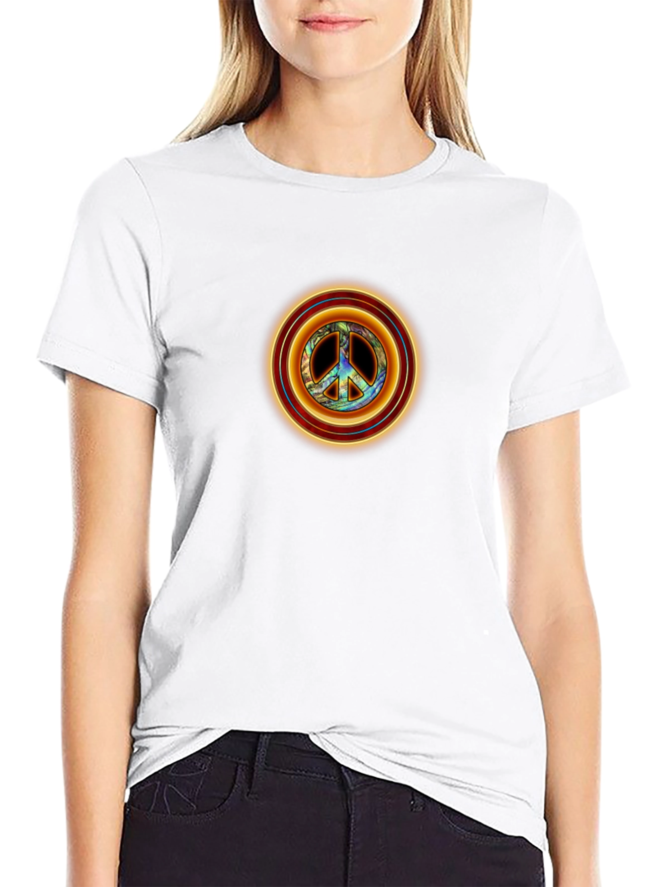 Peace Sign Graphic Tee - Retro Style Black T-Shirt