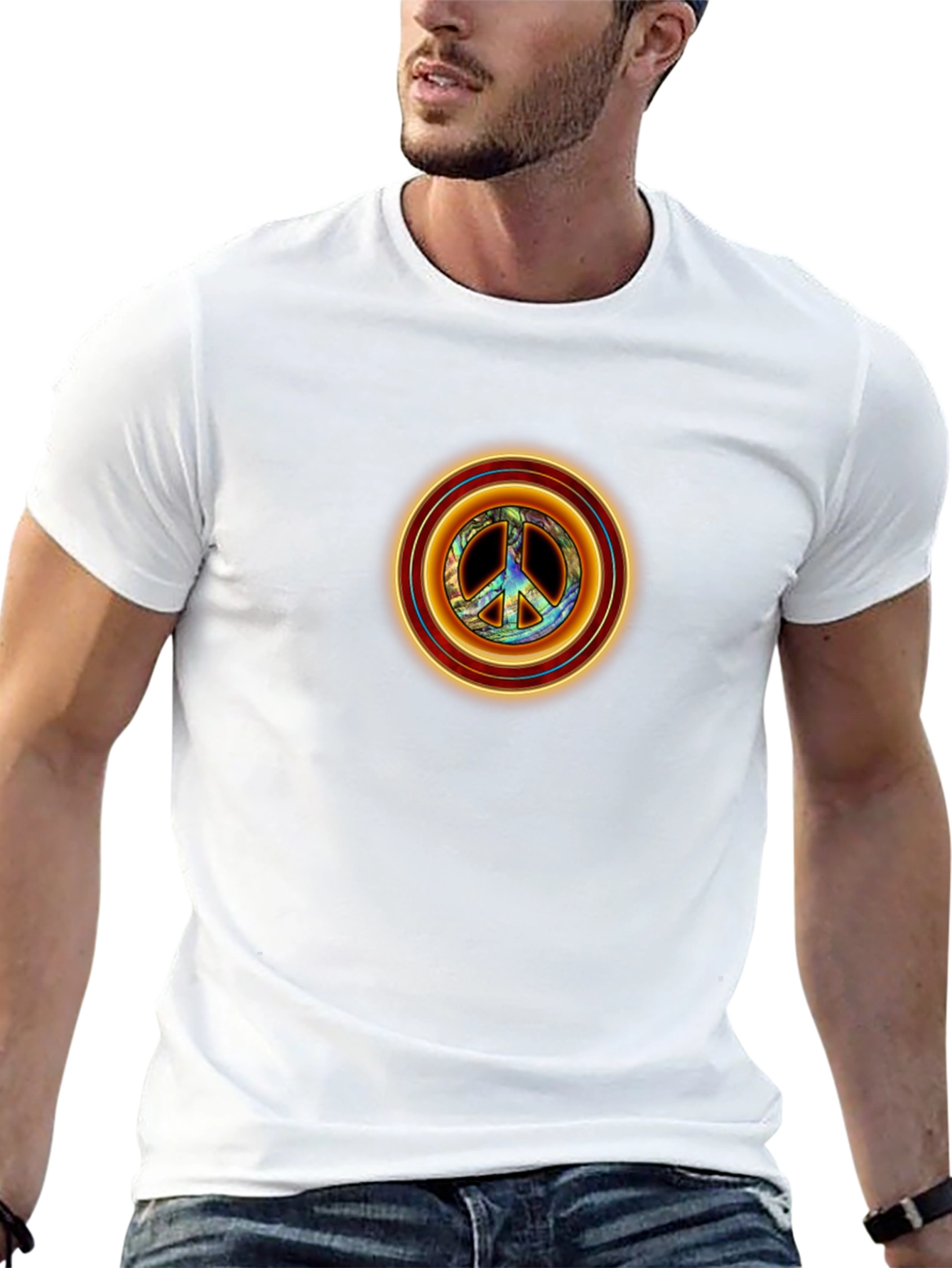 Peace Sign Graphic Tee - Retro Style Black T-Shirt