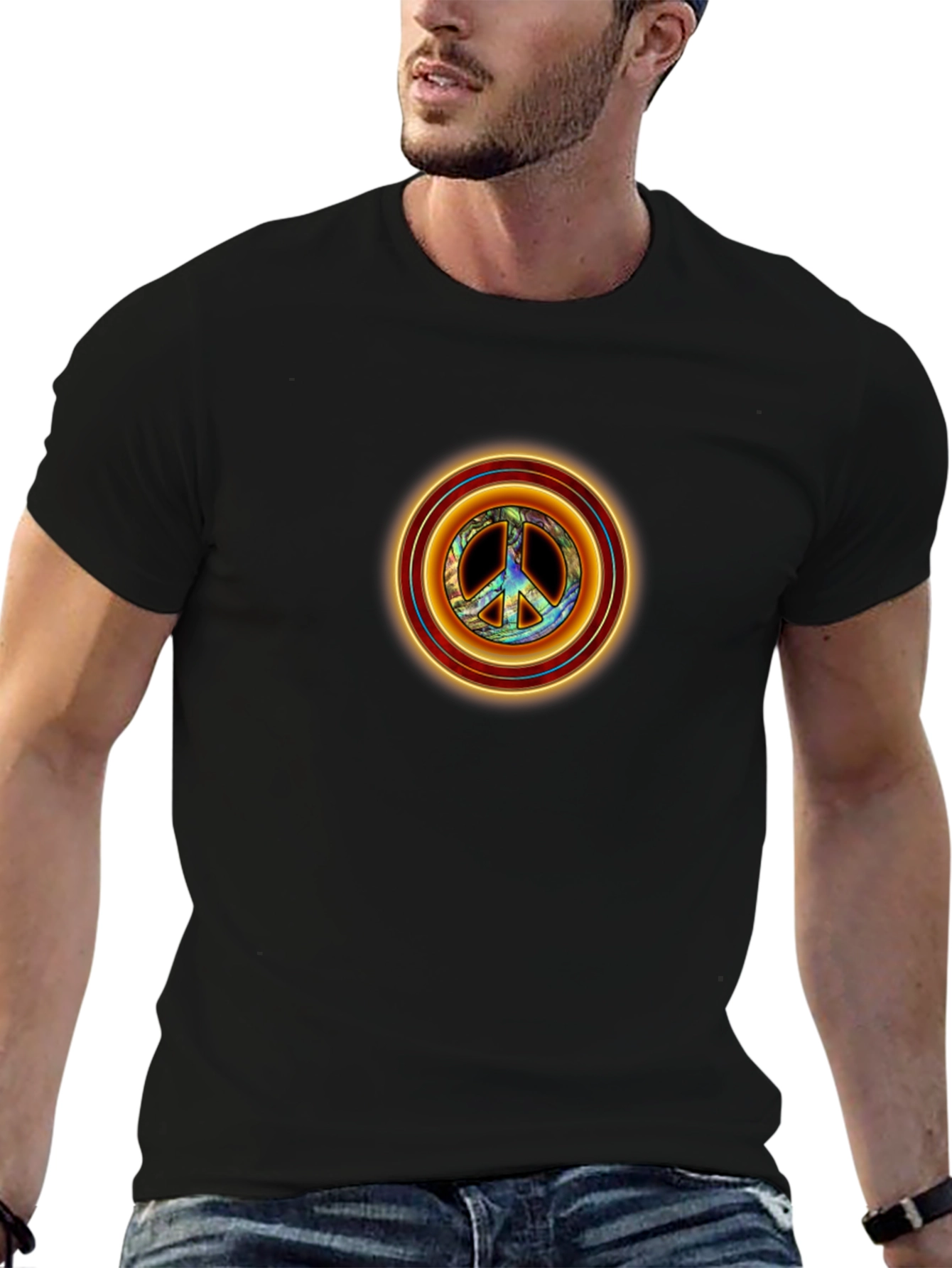 Peace Sign Graphic Tee - Retro Style Black T-Shirt