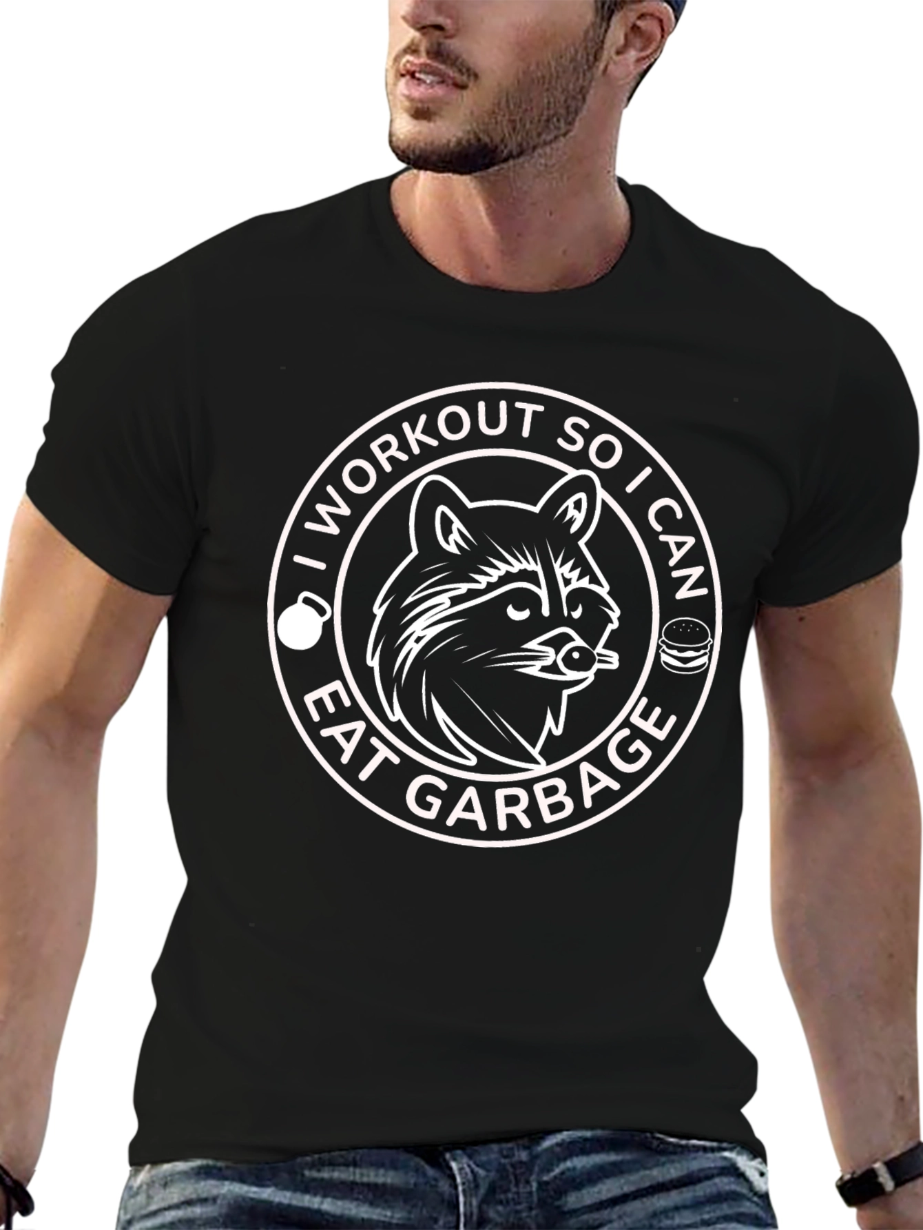Workout to Eat Garbage Funny Raccoon T-Shirt