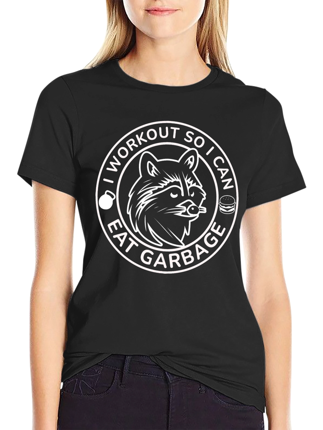 Workout to Eat Garbage Funny Raccoon T-Shirt