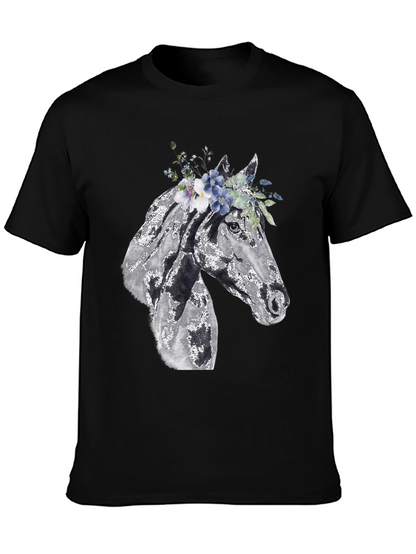 Horse with Floral Crown Graphic Tee