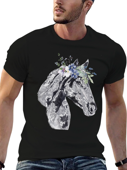 Horse with Floral Crown Graphic Tee
