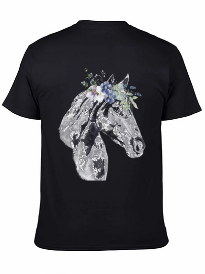 Horse with Floral Crown Graphic Tee