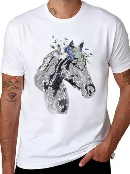 Horse with Floral Crown Graphic Tee