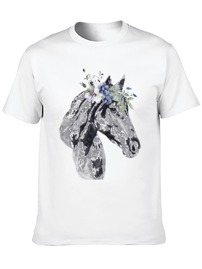 Horse with Floral Crown Graphic Tee