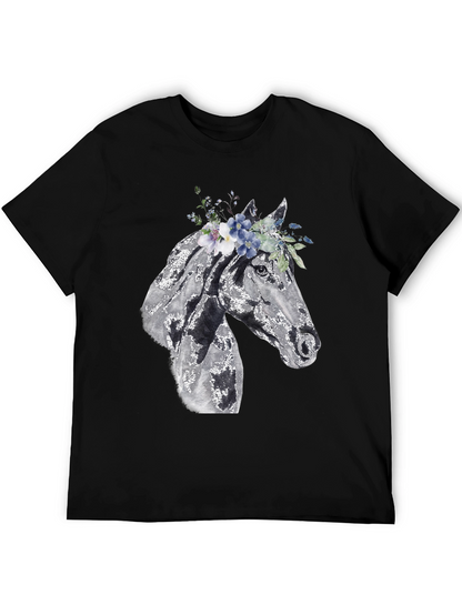 Horse with Floral Crown Graphic Tee